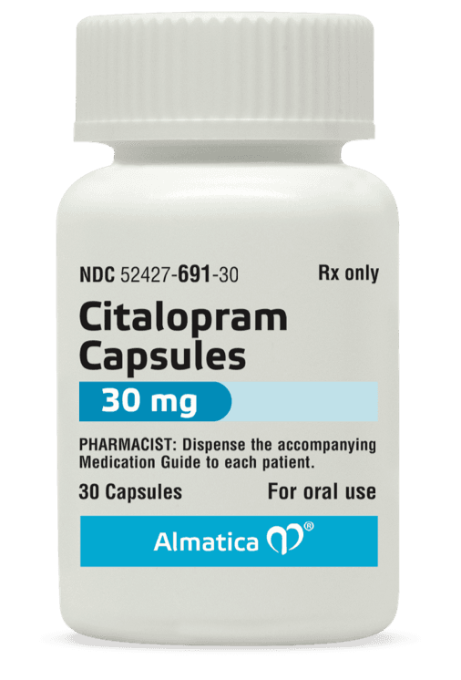 Bottle of 30 mg Citalopram Capsules